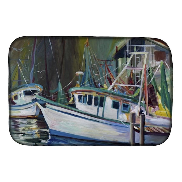 Carolines Treasures Joe Patti Shrimp Boat Dish Drying Mat - JMK1058DDM
