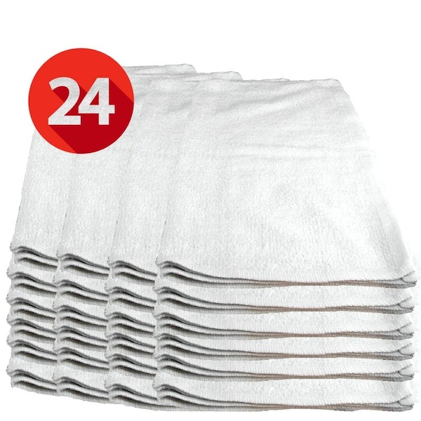 Comfitwear White Cotton Bar Mops, Terry Towels, 16 in. X 19 in., 24PK - BMW-TOW-24