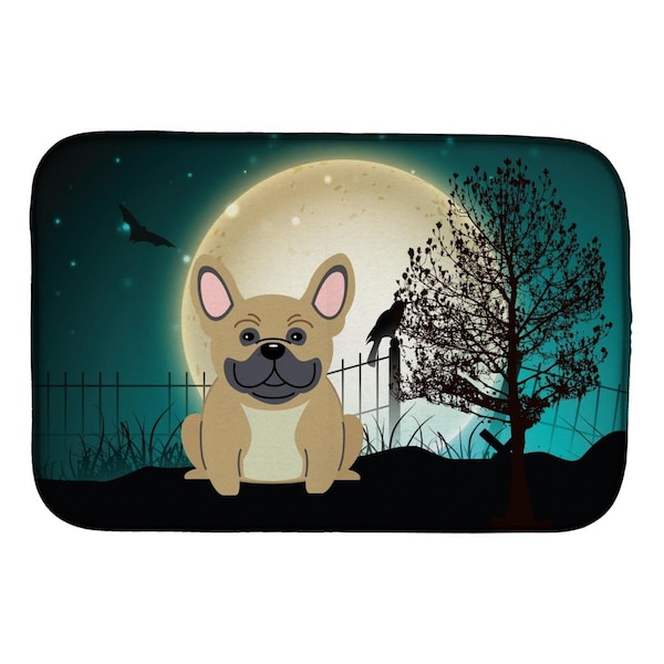 Carolines Treasures Halloween Scary French Bulldog Cream Dish Drying Mat - BB2200DDM