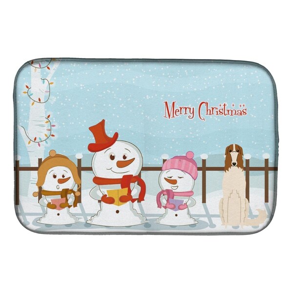 Carolines Treasures Merry Christmas Carolers Borzoi Dish Drying Mat - BB2354DDM