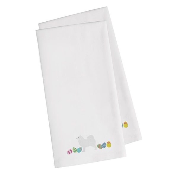 Carolines Treasures Samoyed Easter White Embroidered Kitchen Towel - CK1681WHTWE