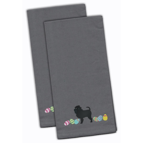 Carolines Treasures Affenpinscher Easter Gray Embroidered Kitchen Towel - CK1591GYTWE