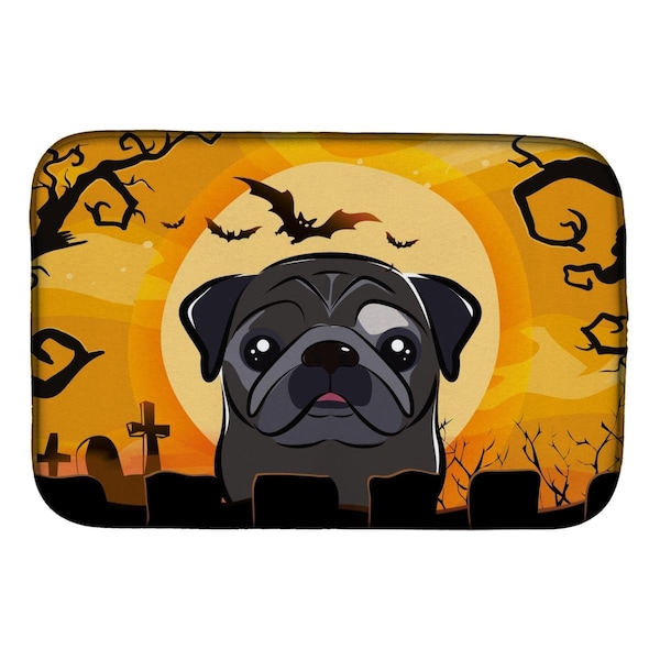Carolines Treasures Halloween Black Pug Dish Drying Mat - BB1821DDM