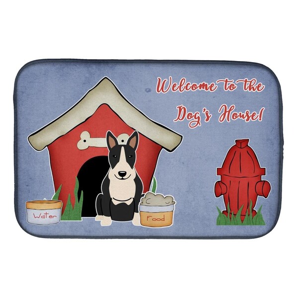 Carolines Treasures Dog House Collection Bull Terrier Black & White Dish Drying Mat - BB2887DDM