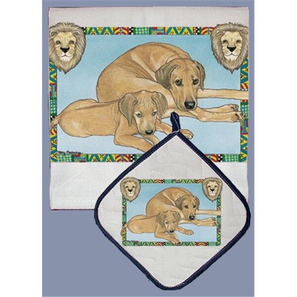 Pipsqueak Productions Pipsqueak Productions DP858 Dish Towel and Pot Holder Set - Rhodesian Ridgeback - DP858