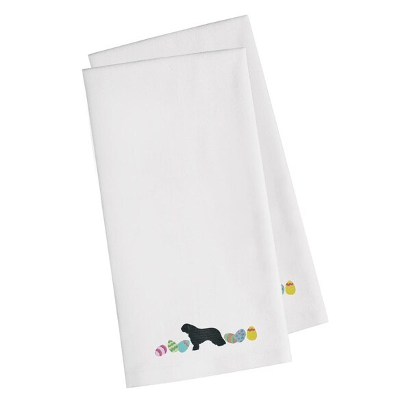 Carolines Treasures Spanish Water Dog Easter White Embroidered Kitchen Towel - CK1689WHTWE