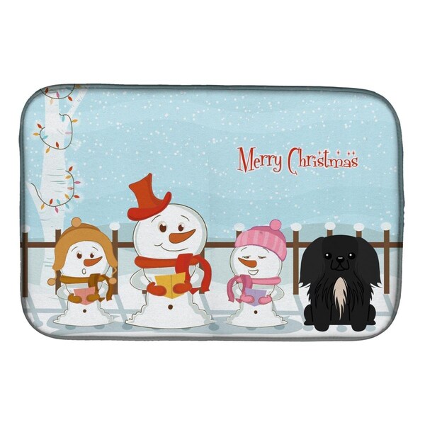 Carolines Treasures Merry Christmas Carolers Pekingnese Black Dish Drying Mat - BB2438DDM