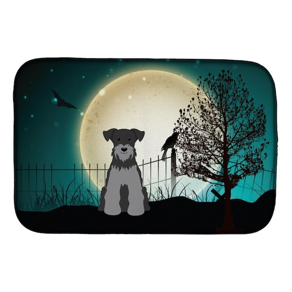 Carolines Treasures Halloween Scary Miniature Schanuzer Black Silver Dish Drying Mat - BB2242DDM