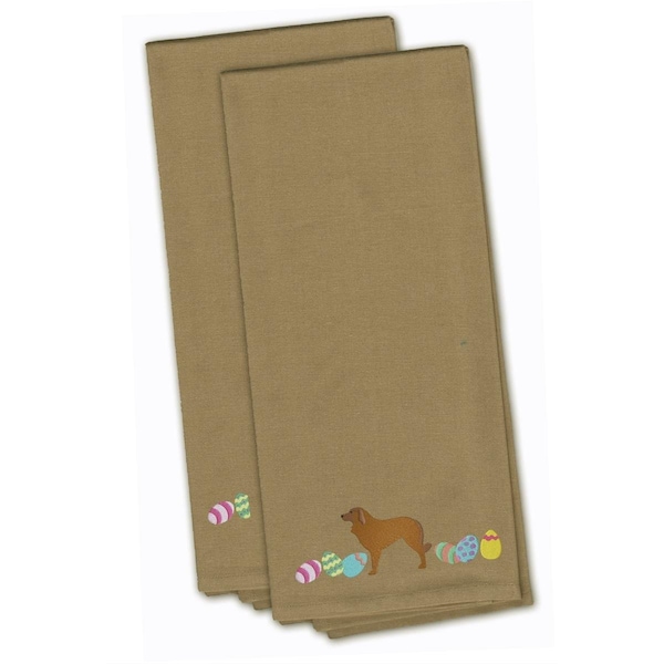Carolines Treasures Estrela Mountain Dog Easter Tan Embroidered Kitchen Towel - CK1674TNTWE