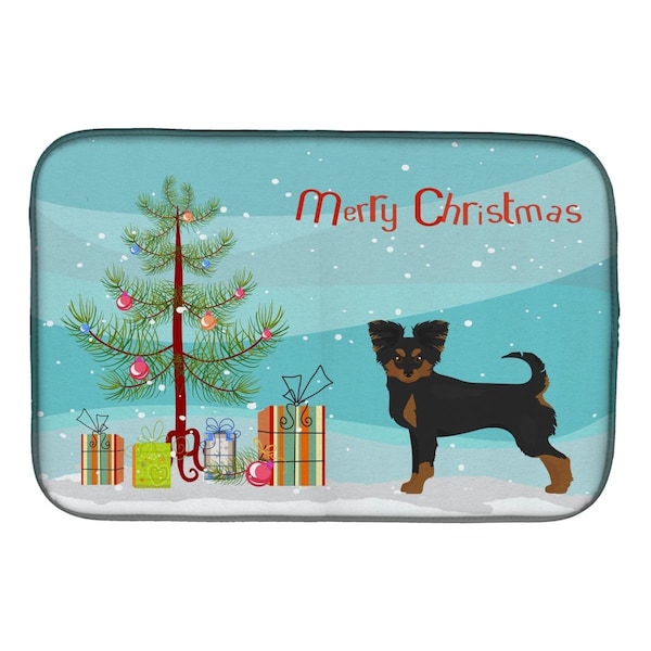 Carolines Treasures Black & Tan Chion Christmas Tree Dish Drying Mat - CK3813DDM