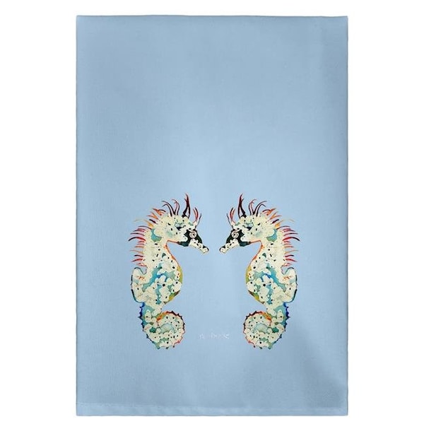 Betsy Drake Betsy Drake GT388B Betsys Seahorses on Light Blue Guest Towel - GT388B