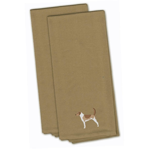 Carolines Treasures American Foxhound Tan Embroidered Kitchen Towel - BB3398TNTWE