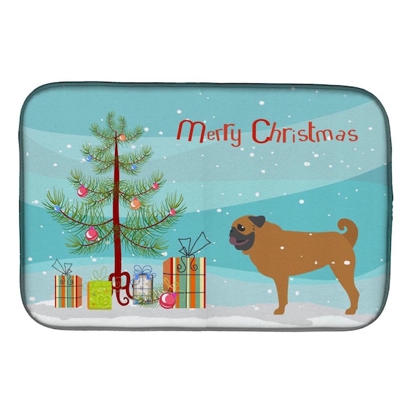 Carolines Treasures Pug Merry Christmas Tree Dish Drying Mat - BB2965DDM