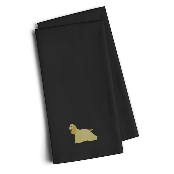 Carolines Treasures Cocker Spaniel Black Embroidered Kitchen Towel, Set of 2 - BB3386BKTWE