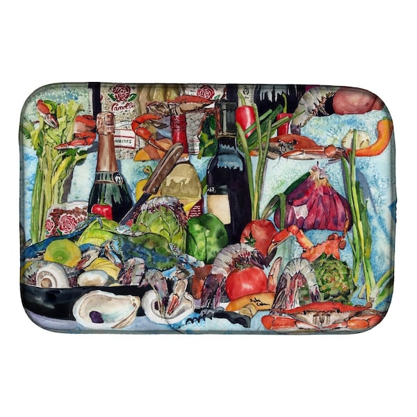 Carolines Treasures Wine Crab Shrimp & Oysters Dish Drying Mat - 8915DDM