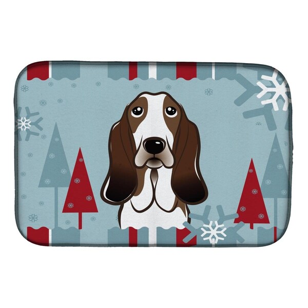Carolines Treasures Winter Holiday Basset Hound Dish Drying Mat - BB1739DDM