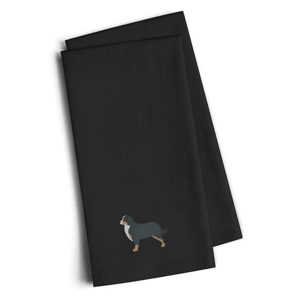 Carolines Treasures Bernese Mountain Dog Black Embroidered Kitchen Towel, Set of 2 - BB3419BKTWE