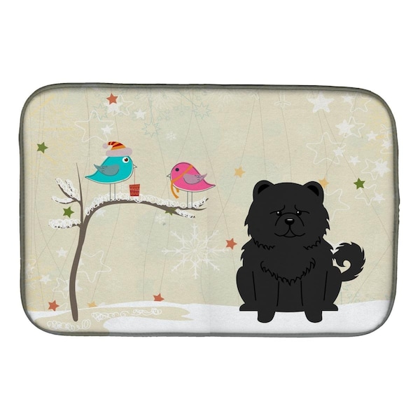 Carolines Treasures Christmas Presents Between Friends Chow Chow Black Dish Drying Mat - BB2615DDM