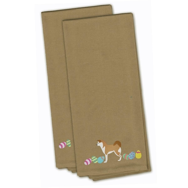 Carolines Treasures Akita Easter Tan Embroidered Kitchen Towel - CK1595TNTWE