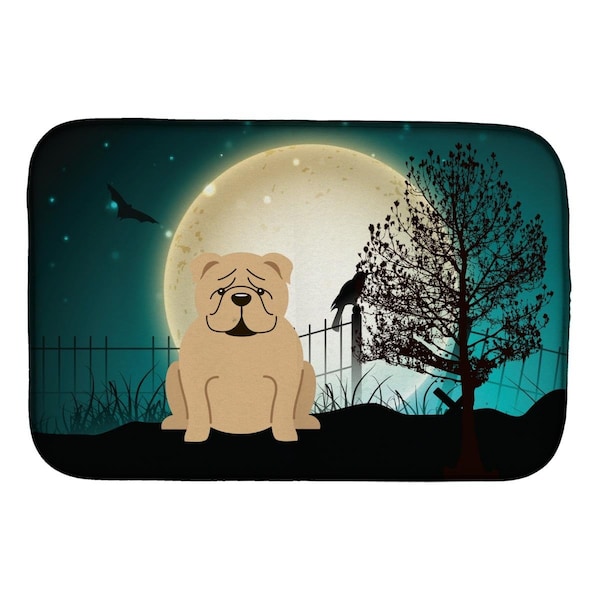 Carolines Treasures Halloween Scary English Bulldog Fawn Dish Drying Mat - BB2314DDM