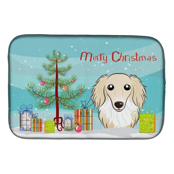 Carolines Treasures Christmas Tree & Longhair Creme Dachshund Dish Drying Mat - BB1584DDM