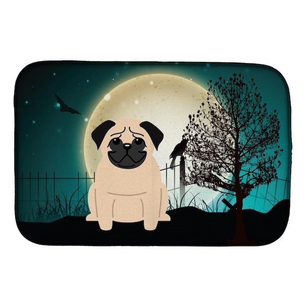Carolines Treasures Halloween Scary Pug Fawn Dish Drying Mat - BB2198DDM