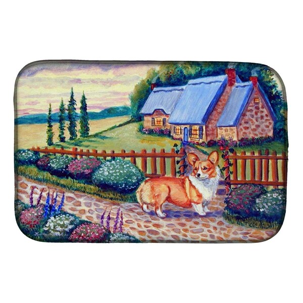 Carolines Treasures Pembroke Corgi at the Cottage Dish Drying Mat - 7168DDM