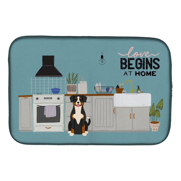Carolines Treasures 14 x 21 in. Entlebucher Kitchen Scene Dish Drying Mat - CK7742DDM