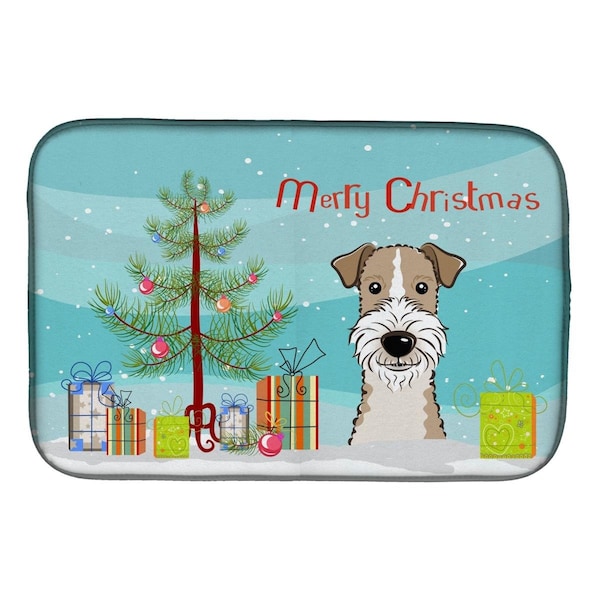 Carolines Treasures Christmas Tree & Wire Haired Fox Terrier Dish Drying Mat - BB1619DDM