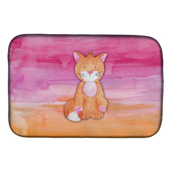 Carolines Treasures Orange Cat Watercolor Dish Drying Mat - BB7354DDM