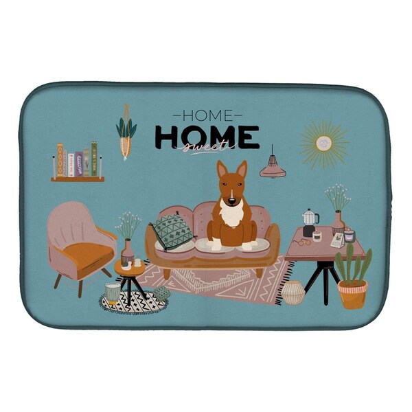 Carolines Treasures 14 x 21 in. Red Bull Terrier Sweet Home Dish Drying Mat - CK7979DDM