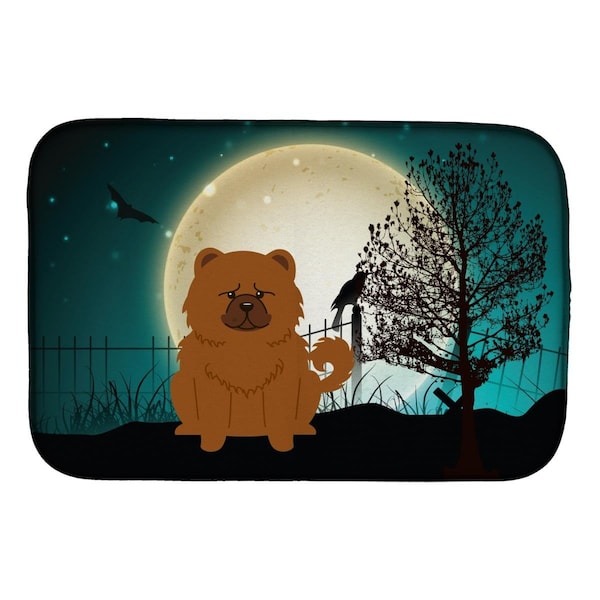 Carolines Treasures Halloween Scary Chow Chow Red Dish Drying Mat - BB2332DDM