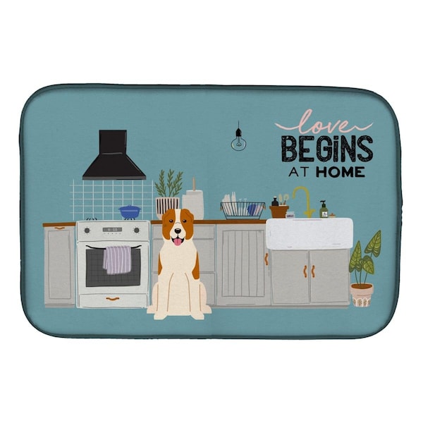 Carolines Treasures 14 x 21 in. Central Asian Shepherd Dog Kitchen Scene Dish Drying Mat - CK7753DDM