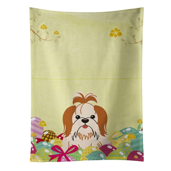 Carolines Treasures Easter Eggs Shih Tzu Red White Kitchen Towel - BB6087KTWL