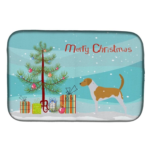 Carolines Treasures American Foxhound Merry Christmas Tree Dish Drying Mat - BB2916DDM