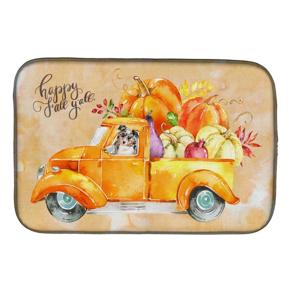 Carolines Treasures Fall Harvest Australian Shepherd Dish Drying Mat - CK2646DDM