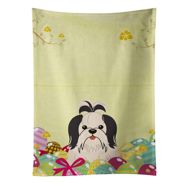 Carolines Treasures Easter Eggs Shih Tzu Black & White Kitchen Towel - BB6088KTWL