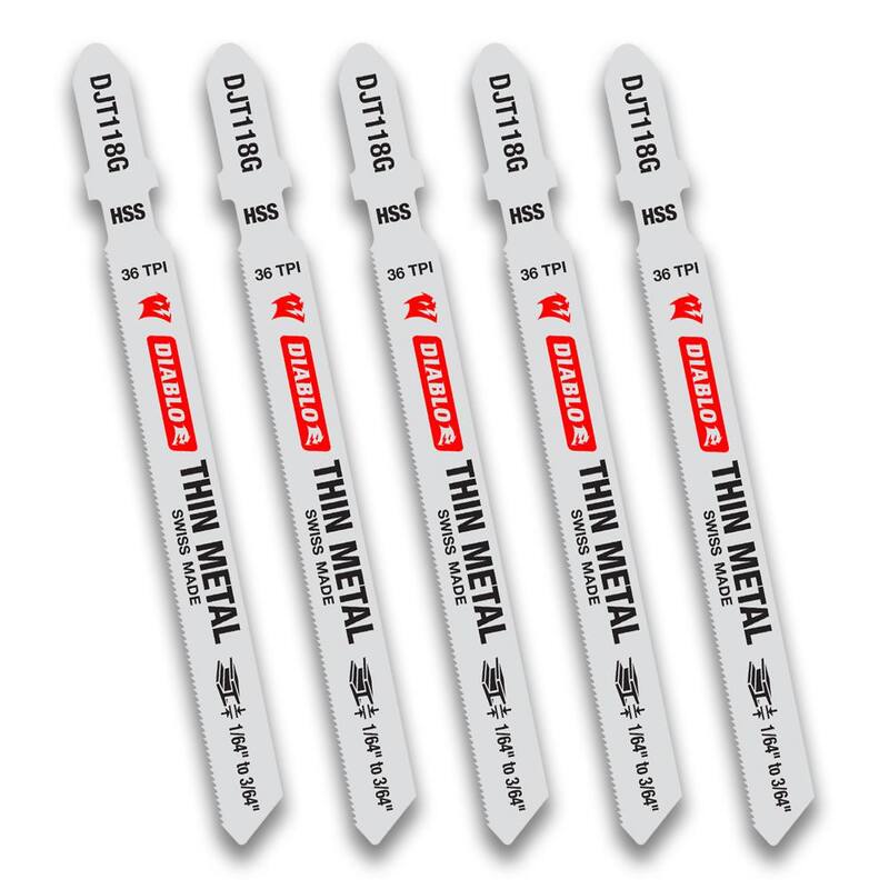 Hoja de sierra de calar de acero de alta velocidad de 36 TPI de 3-5/8 pulgadas para metal delgado (paquete de 5) - DJT118G5