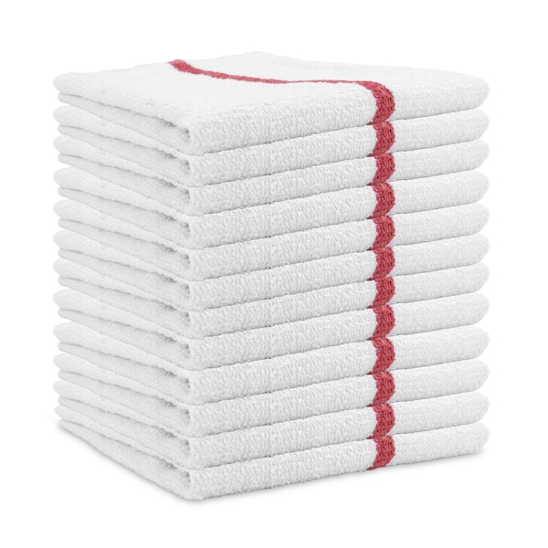 Monarch Brands Qwick Wick Bar Mop Terry Towels , Red, 12PK - P-N030-W65RD-5DZ