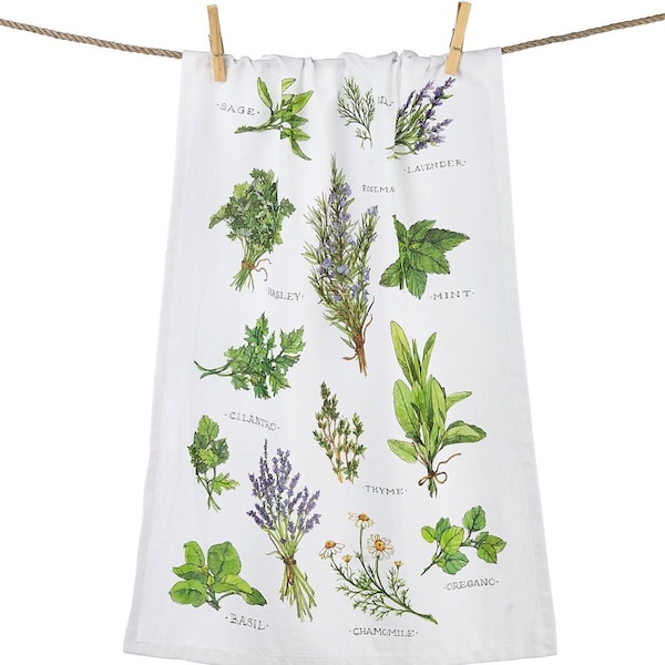 Tarifa 18 x 25 in. Field Guide Herbs Flour Sack Kitchen Towel, 4PK - TA3691225