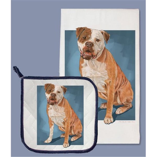 Pipsqueak Productions American Bulldog Dish Towel And Pot Holder Set - DP707