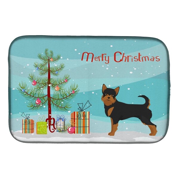 Carolines Treasures Black & Tan Chorkie Christmas Tree Dish Drying Mat - CK3817DDM