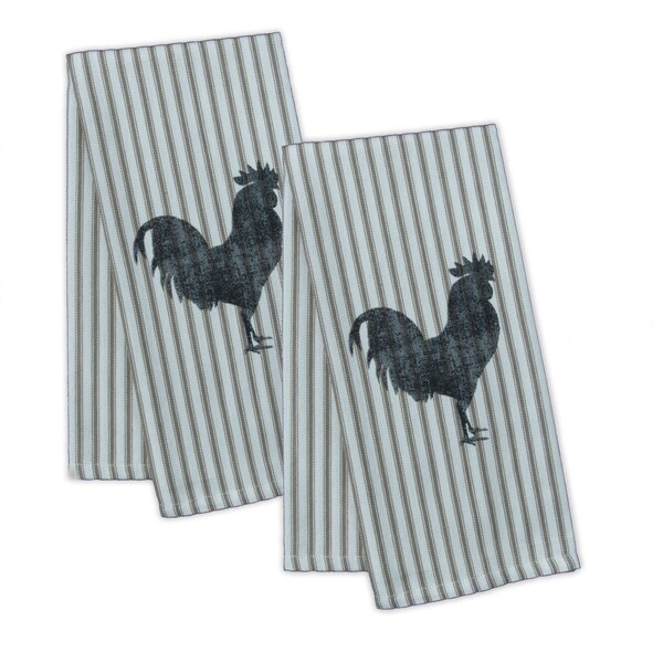 Heritage Lace 18 x 26 in. Farmhouse Rooster Tea Towel, Tan, 2PK - FH-036-S