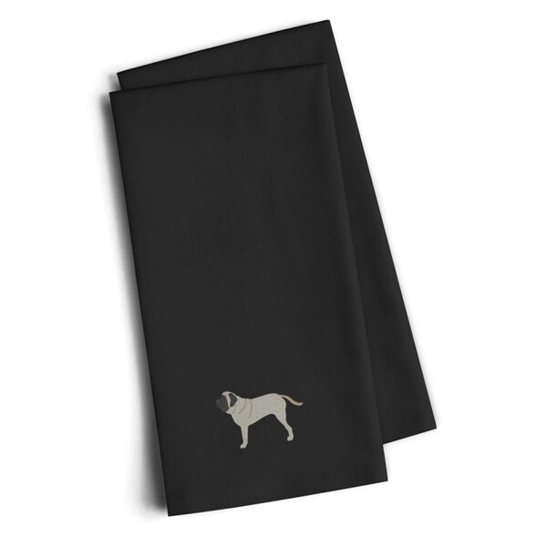 Carolines Treasures English Mastiff Black Embroidered Kitchen Towel, Set of 2, 2PK - BB3456BKTWE