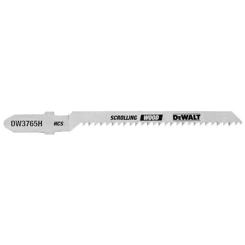HOJA DE SIERRA DE INGLETE DE MADERA SCROLLING DE 3 PULGADAS Y 12 TPI DE DEWALT HCS T-SHANK (PAQUETE DE 5) - DW3765H