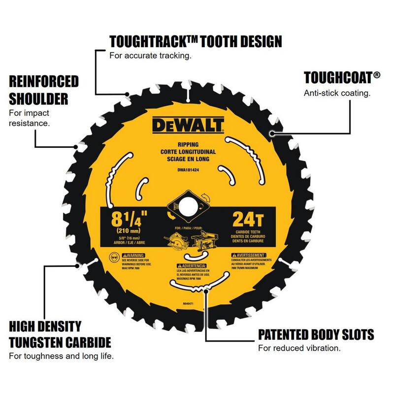 DEWALT 8-1/4 pulgadas 24 dientes hoja de sierra circular - DWA181424