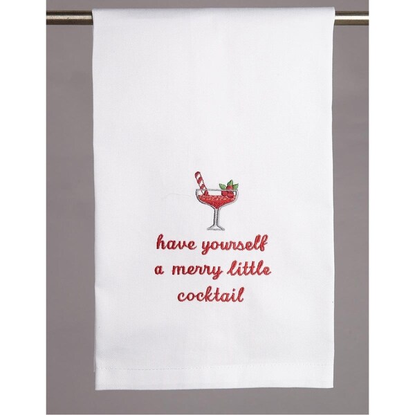 Peking Handicraft 16 x 25 in. Merry Little Cocktail Cotton Embroidery Kitchen Towel, 4PK - 04JES965WC