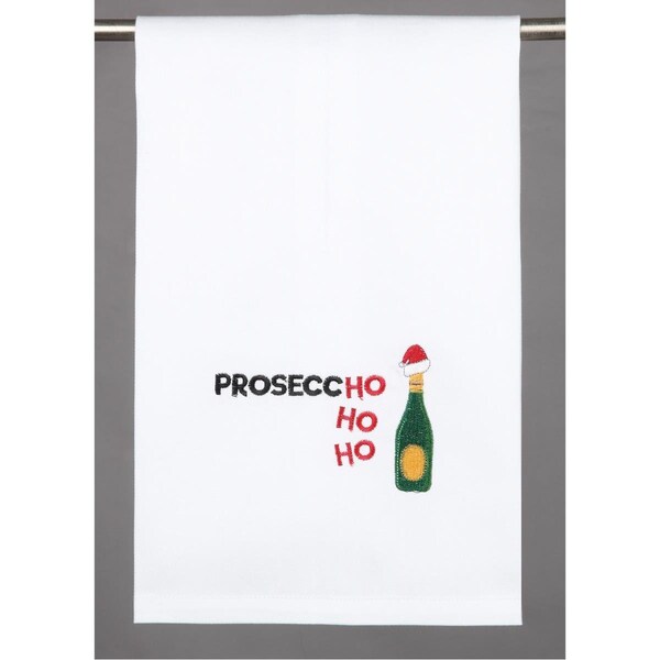 Peking Handicraft 16 x 25 in. Prosecc Ho-Ho-Ho Kitchen Towel, White, 4PK - 04HRS1346WC