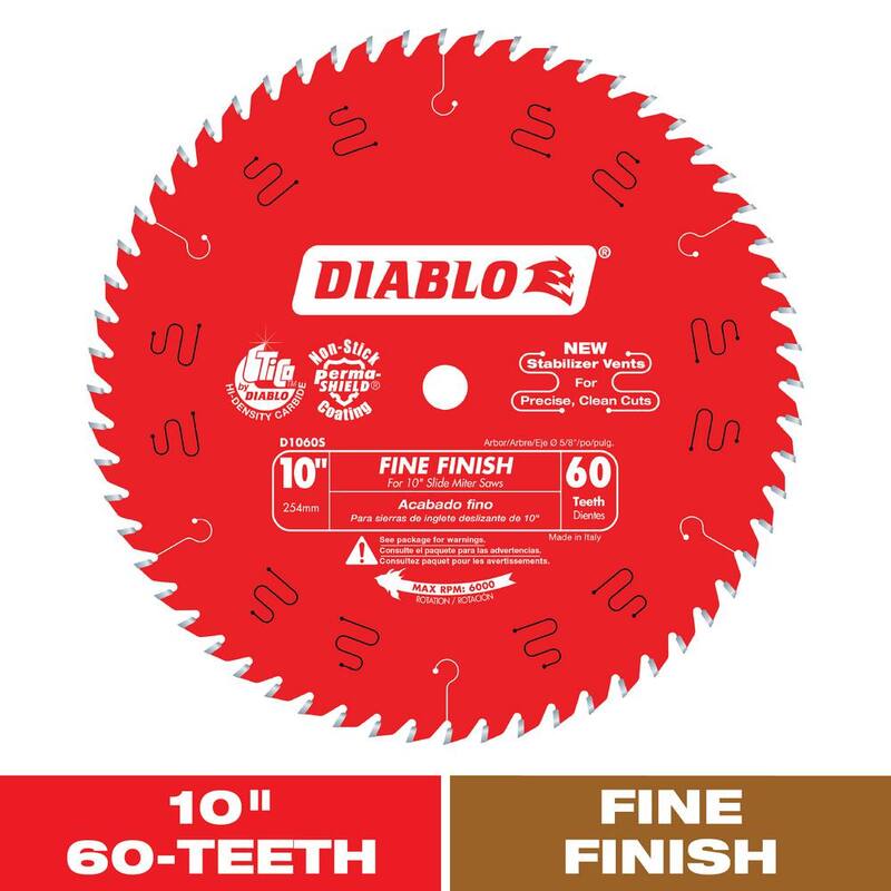 DIABLO Hoja de sierra para acabado fino de madera de 10 pulgadas x 60 dientes - D1060S