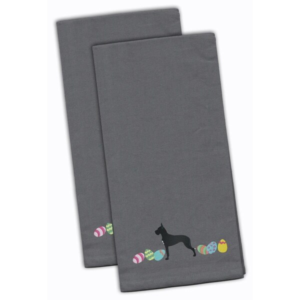 Carolines Treasures Great Dane Easter Gray Embroidered Kitchen Towel - CK1649GYTWE